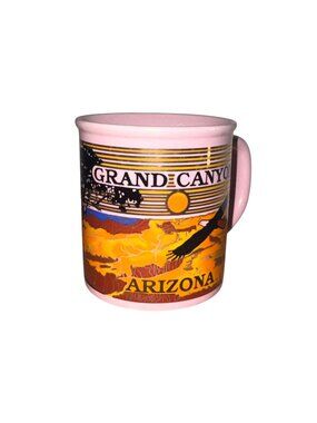 Grand Canyon Arizona Pink Ceramic Mug With Eagle Print 4" Tall Japan Made Souven